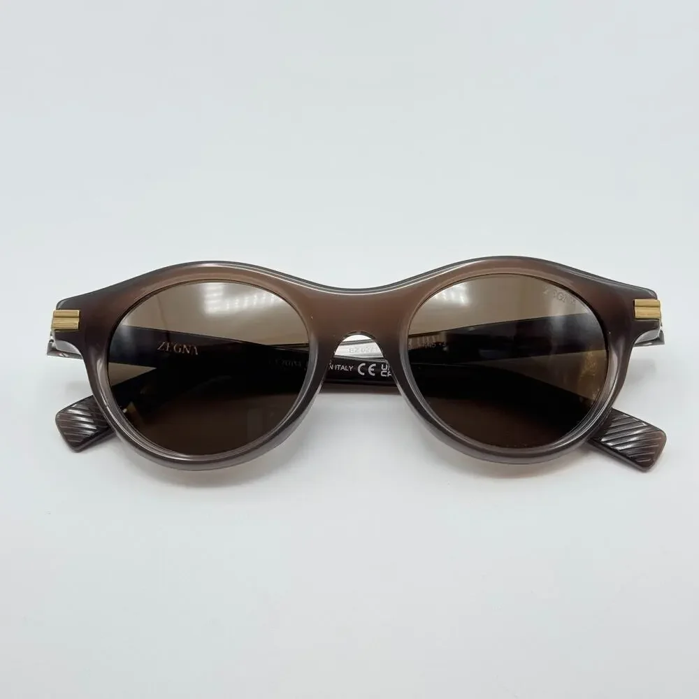 Ermenegildo Zegna Sunglasses EZ0271 48E Shiny Dark Brown Frame Brown Lens 48mm